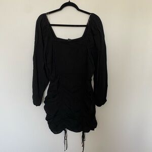 Wild Fable Black Mini Dress with Scrunched Drawstrings on Front